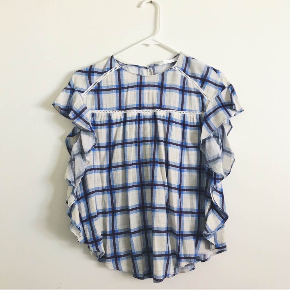 Zara plaid short sleeve top